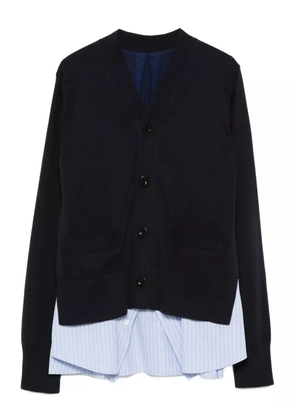 sacai buttoned layered cardigan - Blue