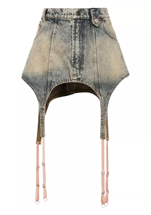 EGONlab. garter-detail denim mini skirt - Blue