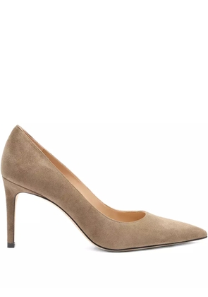 Stuart Weitzman 85mm Stuart Power suede pointed-toe pumps - Brown