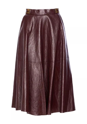 Elisabetta Franchi Crackled plaque-logo leather-effect midi skirt - Red