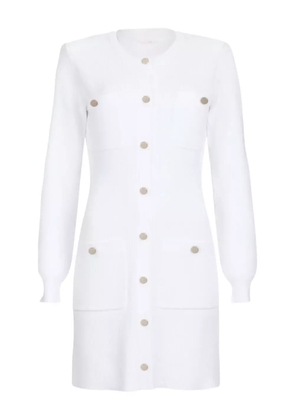 LIU JO padded-shoulder buttoned dress - 10701 WHITE WOOL