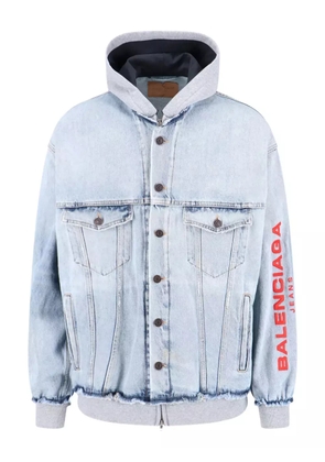 Balenciaga hooded denim jacket - Blue