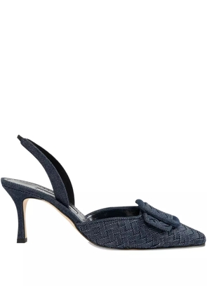 Manolo Blahnik 70mm slingback woven pumps - Blue