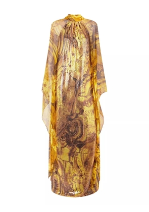 Roberto Cavalli amber-print sequin-embellished maxi dress - Yellow
