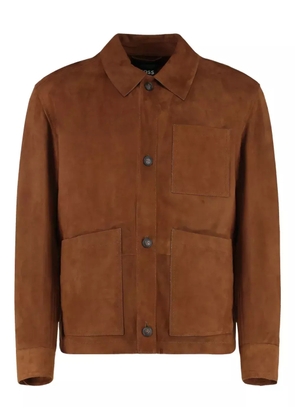 BOSS buttoned suede-leather jacket - Brown