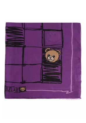 Moschino Teddy-print scarf - Purple