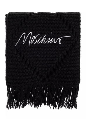 Moschino cable-knit fringed scarf - Black