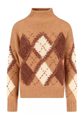 Ermanno Scervino mock-neck diamond-pattern sweater - Orange