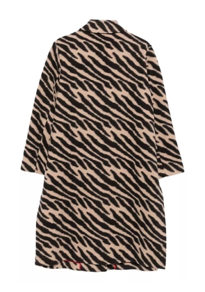 Marina Rinaldi zebra-print button coat - Brown