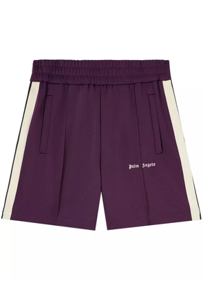 Palm Angels logo-embroidered stripe-detail shorts - Purple