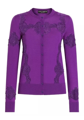 Dolce & Gabbana DNA wool lace-inlay cardigan - Purple