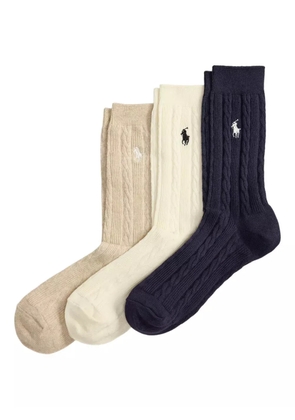 Polo Ralph Lauren cable-knit crew socks (pack of three) - Neutrals