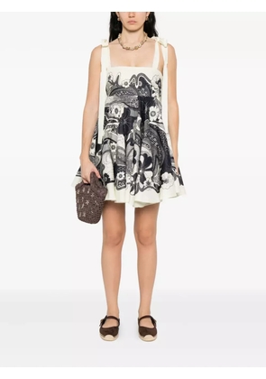 ALEMAIS Mickey floral-print mini dress - Neutrals