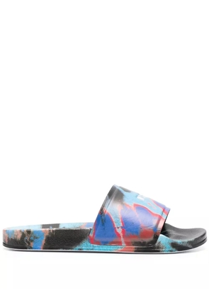MSGM tie-dye logo-print sliders - Blue