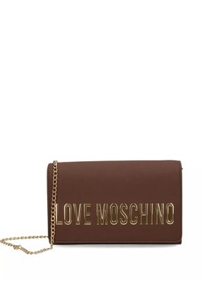 Love Moschino logo-plaque chain cross body bag - Brown