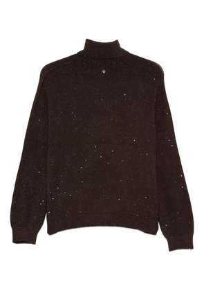LIU JO roll-neck sequin-embellished sweater - Brown