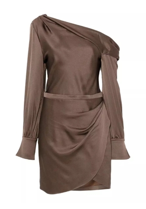Simkhai one-shoulder wrap mini dress - Brown