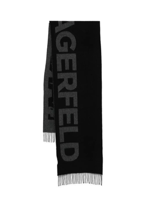 Karl Lagerfeld logo-plaque fringe scarf - Black