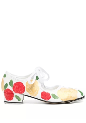 Comme Des Garçons floral-print pumps - White