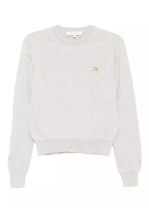 Maison Kitsuné Baby Fox-embroidered patch wool top - Grey