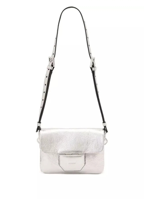 AllSaints Jupiter metallic flap cross body - Silver