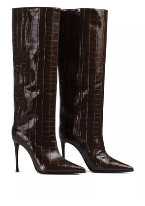 Le Silla 100mm Eva crocodile-embossed stiletto boots - Brown