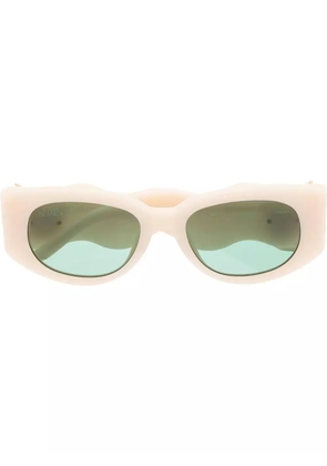 Casablanca logo-plaque oval sunglasses - Neutrals