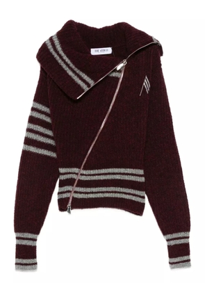 The Attico striped zip-front cardigan - Red