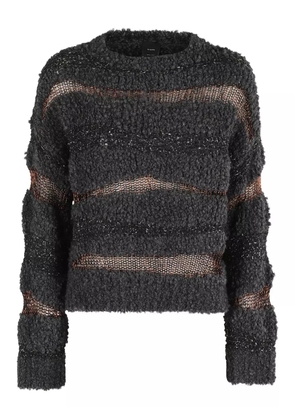 PINKO metallic-striped long-sleeves sweater - Grey