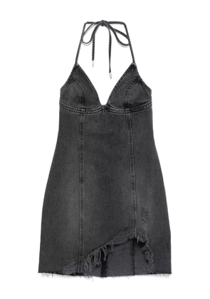 Blumarine halter-neck frayed denim dress - Grey