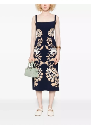 La DoubleJ floral-pattern midi dress - Blue