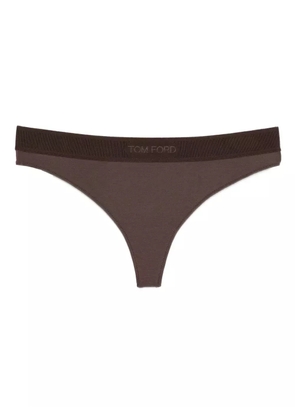 TOM FORD logo-waistband thong - Brown