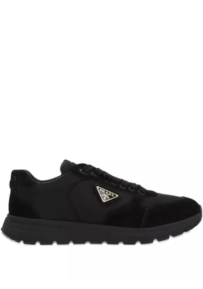 Prada logo-plaque suede-leather sneakers - Black