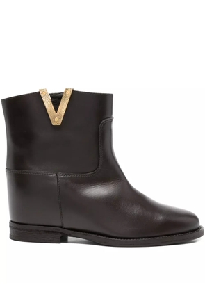 Via Roma 15 v-detail leather boots - Brown