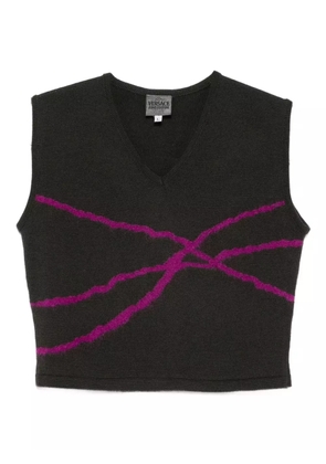 Versace Pre-Owned 2000s v-neck stripe-detail vest - Brown