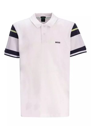 BOSS striped-panel polo shirt - White