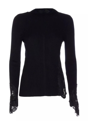 PINKO lace-insert ribbed sweater - Black