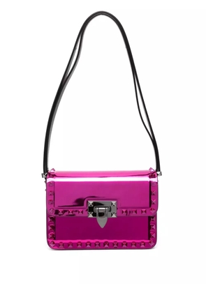 Valentino Garavani Rockstud-embellished patent leather shoulder bag - Pink