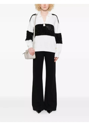 LIU JO stripe-detail polo-neck sweater - Neutrals