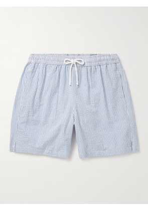 Anderson & Sheppard - Straight-Leg Striped Seersucker Swim Shorts - Men - Blue - S