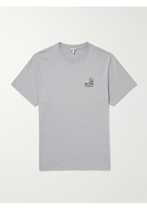 LOEWE - Slim-Fit Logo-Embroidered Cotton-Jersey T-Shirt - Men - Gray - XS