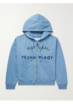 Story mfg. - Geo Appliquéd Organic Cotton-Jersey Zip-Up Hoodie - Men - Blue - S