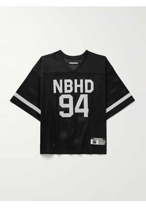 Neighborhood - Logo-Print Appliquéd Mesh T-Shirt - Men - Black - S