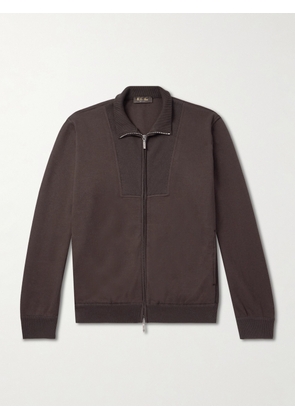 Loro Piana - Whitney Ribbed Cotton, Silk and Cashmere-Blend Sweater - Men - Brown - S