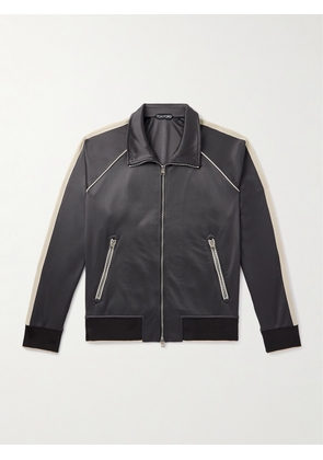 TOM FORD - Striped Jersey Track Jacket - Men - Black - IT 46