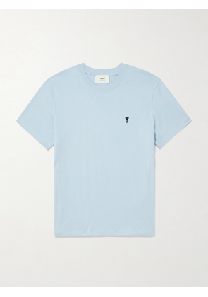 AMI PARIS - Logo-Embroidered Cotton-Jersey T-Shirt - Men - Blue - XS