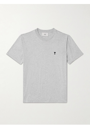 AMI PARIS - Logo-Embroidered Cotton-Jersey T-Shirt - Men - Gray - XS