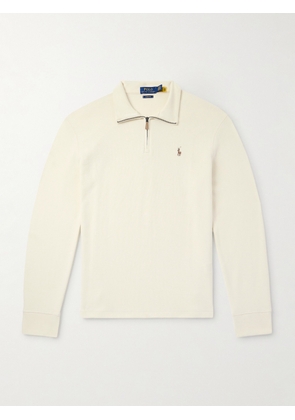 Polo Ralph Lauren - Logo-Embroidered Ribbed Cotton Zip-Up Sweater - Men - Neutrals - XS