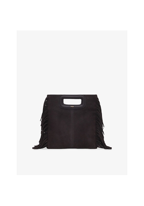 Womens Maje M Fringed-Trim Suede Shoulder Bag