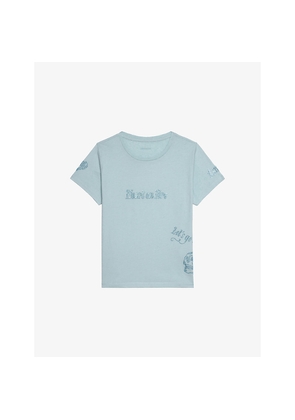 Womens Zadig&Voltaire Round-Neck Rhinestone-Embellished Cotton-Blend T-Shirt